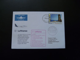 Lettre Premier Vol First Flight Cover Rhodes Greece To Munchen Airbus A320 Lufthansa 2020 - Brieven En Documenten