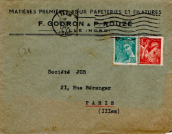 AFFRANCHISSEMENT COMPOSE SUR LETTRE DE LILLE 1945 - Postal Rates