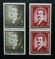 Rumänien Mi 596-597 ** Paar , Sc 491-492 MNH , Todestag Von M. Eminescu - Neufs