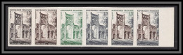 France N°985 Abbaye De Jumièges Bande De 6 Essai (trial Color Proof) Non Dentelé Imperf ** MNH - Farbtests 1945-…