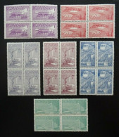 Rumänien Mi 609-614 ** 4er Block , Sc 493-498 MNH , Eisenbahn , Qualitätsgrad II - Neufs