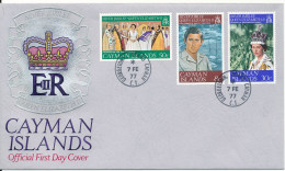 Cayman Islands FDC 7-2-1977 Silver Jubilee Queen Elisabeth II Set Of 3 With Cachet - Kaimaninseln