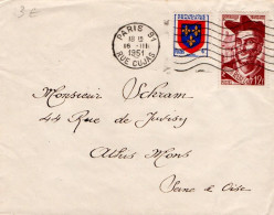 AFFRANCHISSEMENT COMPOSE SUR LETTRE DE PARIS 81 1951 - Tarifas Postales