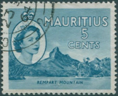 Mauritius 1953 SG296 5c Blue QEII Rempart Mountain FU - Mauricio (1968-...)