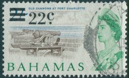 Bahamas 1966 SG283 22c On 2/- QEII Old Cannons FU - Bahamas (1973-...)