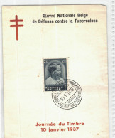 CHCT77 - Tuberculosis Defense, Stamp Day, Day Of The Stamp, Philatelic Sheet, 1937, Belgium - Otros & Sin Clasificación