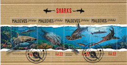 CHCT77 - Sharks, Marine Life, Nature, Fauna, Stamp Mini Sheet, Used CTO, 2018, Maldives - Sonstige - Afrika