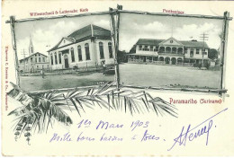 Paramaribo Willemschool Luttersche Kerk Postkantoor, Rare - Suriname