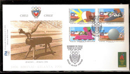 ATLANTA 1996 BUSTA UFFICIALE CIO OFFICIEL IOC COVER GYMNASTICS  AFFRANCATURA CILE CHILE CHILI BOX - BOXING - FOUTBAL - Gymnastics