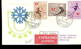 BUSTA FDC VIAGGIATA UNIVERSIADI INVERNALI DI TORINO HOKEY PATTINAGGIO SCI - Sci