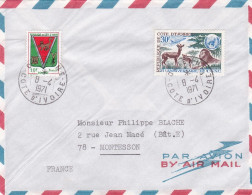 Côte D'Ivoire--1971--lettre ODIENNE  Pour MONTESSON -78 (France)--timbres(blason, 25°anniv ONU ) ......cachets - Ivory Coast (1960-...)