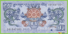 Voyo BHUTAN 1 Ngultrum 2013 P27b B216b UNC Dragon Prefix I - Bhoutan