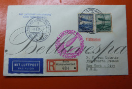 Luftschiff HINDENBURG 05.08.1936  Berlin Olympisch Dorf 484 A /Einschreiben DEUTSCHE LUFTPOST  Ney-York Madison Square - Airmail & Zeppelin