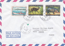 Côte D'Ivoire-1981--lettre BOUAKE Pour CHATOU -78 (France)--timbres Journée Timbre"bateau",animaux ......cachets - Costa De Marfil (1960-...)