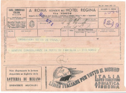 ITALY TELEGRAM 1930's? SHIP BIRD LOTTERIA HOTEL - Otros & Sin Clasificación