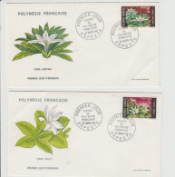 POLYNESIE- 2 FDC-1969 -N°64+65 -TIARE TAHITI & TIARE APETEHI - FDC