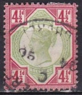 G.B. 1887-1892 Queen Victoria 4½ D Carmine / Yellowgreen SG 206 A - Used Stamps