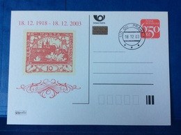 EPC 2003 Oblitéré 85 Ans Du 1er Timbre Tchécoslovaque Le Hradcany De Mucha 10h Rouge - Postcards