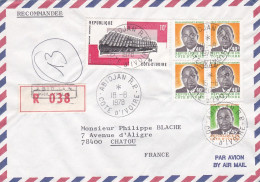 Côte D'Ivoire-1978--lettre Recommandée  ABIDJAN Pour CHATOU -78 (France)-tps Balafon Senoufo,président ..cachets - Costa De Marfil (1960-...)