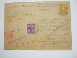 1945 , 6 Pfg. Ganzsache Mit Zusatzfrankatur Als KRIEGSGEFANGENENPOST Aus WEENER Nach London , Knickspur - Lettres & Documents
