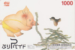 Carte Prépayée JAPON - ANIMAL - COCHON & Oiseau - PIG - JAPAN Prepaid Card - SCHWEIN - PORCO - 204 - Otros & Sin Clasificación