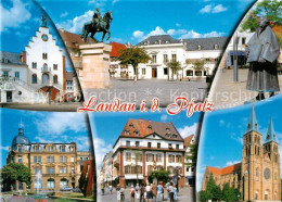 73207773 Landau Pfalz Reiterdenkmal Rathaus Schloss Kirche Marktplatz Denkmal La - Landau