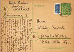 54304. Entero Postal AROLSEN (Zona Germany Anglo Americana) 1950. NOTOPFER Berlin, Ayuda - Lettres & Documents