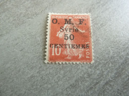 Semeuse Fond Plein - Syrie O.m.f. - 50c. S. 10c. - Yt 58 (138) - Rouge - Oblitéré - Année 1922 - - Used Stamps