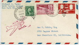 Vereinigte Staaten 1951, Ganzsachen-Brief / Stationery Luftpost / Air Mail New York - San Francisco - 1941-60
