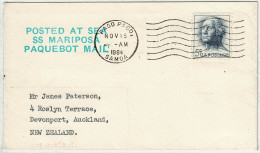 Vereinigte Staaten / USA 1964, Brief / Paquebot Mail SS Mariposa Pago Pago  - Devenport (Neuseeland) - Covers & Documents