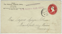 Vereinigte Staaten / USA 1912, Ganzsachen-Brief New York - Frankfurt (Deutschland), S.S. Kais'n Aug. Vict. - 1901-20