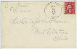 Vereinigte Staaten / USA 1917, Brief Carpenter - West Elkton, Stempel Selten / Postmark Rare - 1901-20