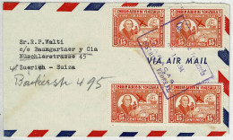 Venezuela, Luftpostbrief / Air Mail Caracas - Zürich (Schweiz), Kolumbus / Colon, Mehrfachfrankatur - Venezuela