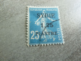 Semeuse Fond Plein - Syrie - 1.25pi. S. 25c. - Yt 61 (140) - Bleu - Oblitéré - Année 1922 - - Used Stamps