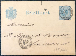 Pays-Bas, Entier-carte D'Amsterdam - Cachet PAYS-BAS PAR ANVERS 12.10.1878 - (A429) - Entiers Postaux