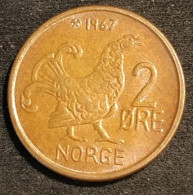 NORVEGE - NORWAY - 2 ORE 1967 - Olav V - Grandes Inscriptions - KM 410 - ( øre ) - Tétras Lyre - Norway