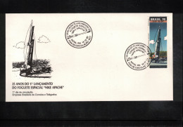 Brasil 1990 Space / Weltraum 25th Anniversary Of First Launching Of Space Rocket Nike Apache Interesting Cover FDC - Zuid-Amerika