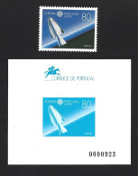 Blue Color Proof $80 Europa 1991 Stamp, Azores, With Hermes Shuttle. Hermes Program. Blauwe Kleurproef Van De Europa 199 - 1991