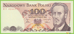 Voyo POLOGNE POLAND 100 Zlotych 1986 P#143e Prefix RY UNC - Pologne