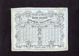 Calendrier De 1860 Sur Feuille Publicitaire - CLERMONT FERRAND - Maison DEGEORGE - Habillements Confectionnés - Groot Formaat: ...-1900