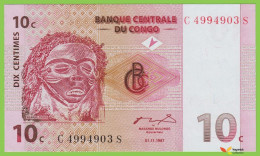 Voyo CONGO 10 Centimes 1997 P82a  B303a Prefix C Surfix S UNC Mask Dancers - République Du Congo (Congo-Brazzaville)