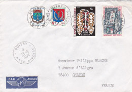 Côte D'Ivoire-1974--lettre GUITRY  Pour CHATOU -78 (France)-tps Blason,musée,impression Sur Tissus ..cachets - Costa De Marfil (1960-...)