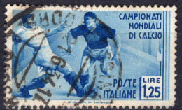 L.1,25 AZZURRO "2°CAMPIONATO MONDIALE DI CALCIO"SASS.360 USATO CON OTTIMA CENTRATURA CV 20++ - Oblitérés