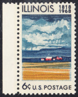 !a! USA Sc# 1339 MNH SINGLE W/ Left Margin - Illinois Statehood - Unused Stamps