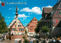 73203409 Ladenburg Brunnen Marktplatz Altstadt Fachwerkhaeuser Ladenburg - Ladenburg