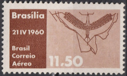 1960 Brasilien AEREO ** Mi:BR 982, Sn:BR C98, Yt:BR PA86, Plan Of Brasilia, Inauguration Of Brasilia As Capital - Nuovi