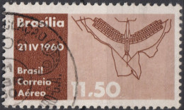 1960 Brasilien AEREO ° Mi:BR 982, Sn:BR C98, Yt:BR PA86, Plan Of Brasilia, Inauguration Of Brasilia As Capital - Oblitérés