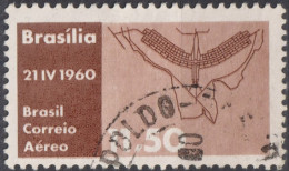 1960 Brasilien AEREO ° Mi:BR 982, Sn:BR C98, Yt:BR PA86, Plan Of Brasilia, Inauguration Of Brasilia As Capital - Gebruikt