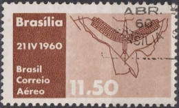 1960 Brasilien AEREO ° Mi:BR 982, Sn:BR C98, Yt:BR PA86, Plan Of Brasilia, Inauguration Of Brasilia As Capital - Luftpost