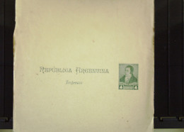 Argentinien Ganzsache Zeitungsbandarole Mit 4 Centavos REPUBLICA ARGENTINA Um 1880 Unbenutzt Mit Gebrauchsspuren An Rand - Postwaardestukken